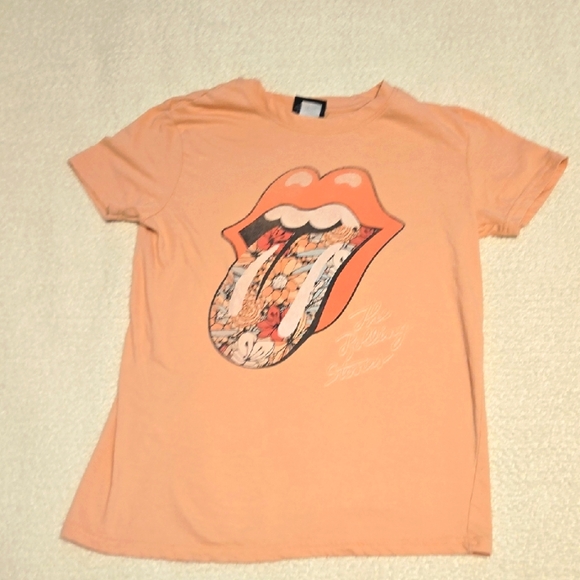 the Rolling Stones Tops - The Rolling Stones Kids Tee in Peach and Black